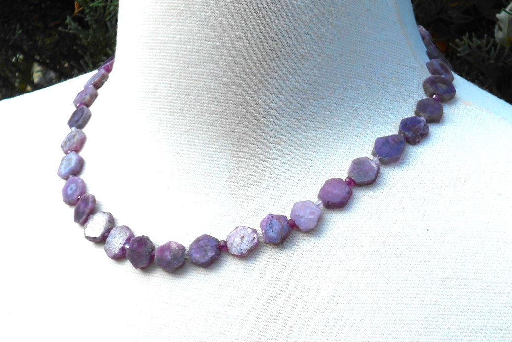 Natural Ruby Crystal Slices Necklace