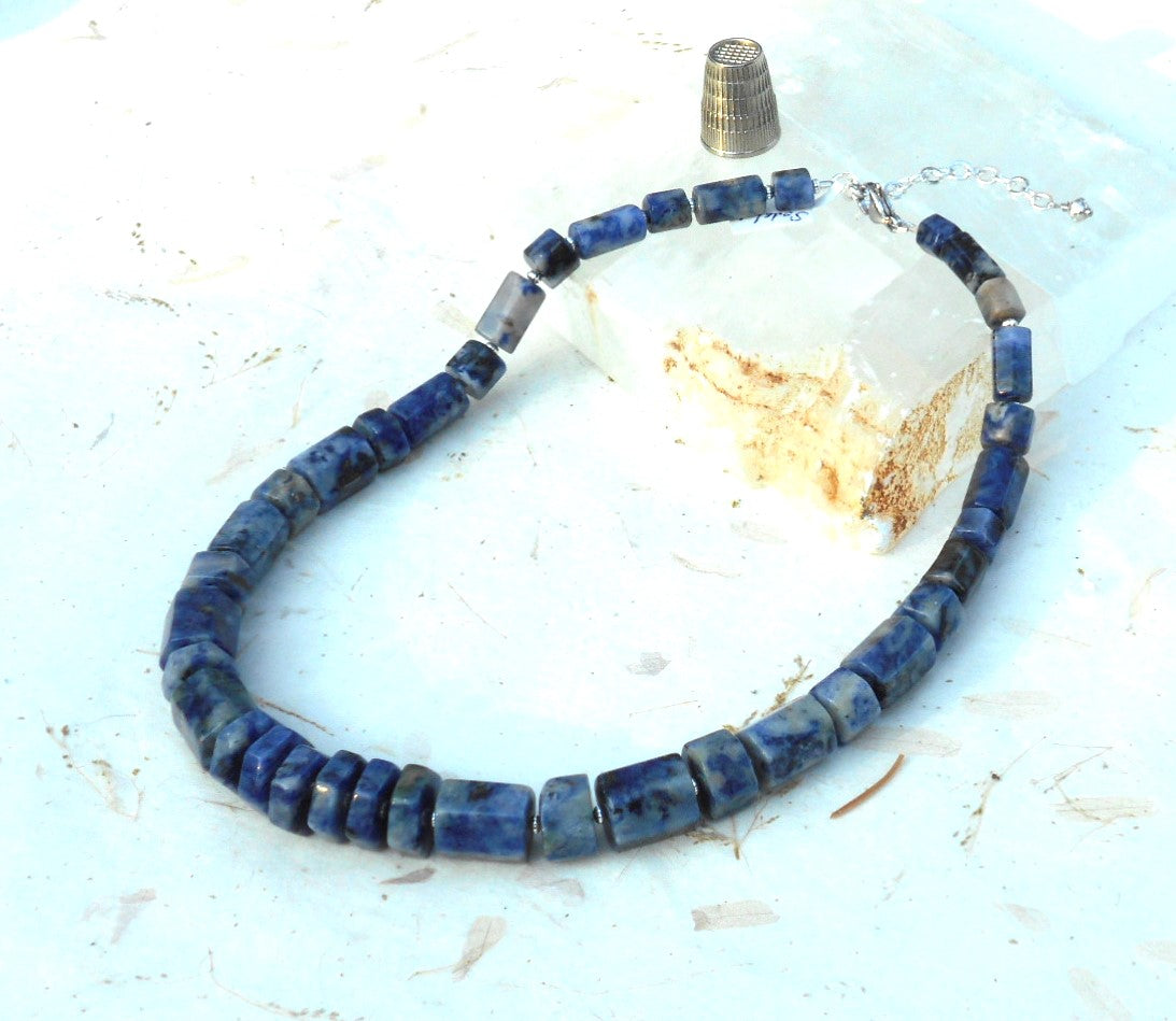 Hexagonal Sodalite Barrels Necklace