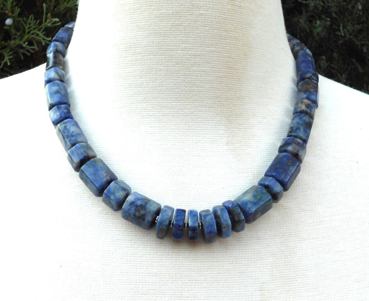 Hexagonal Sodalite Barrels Necklace