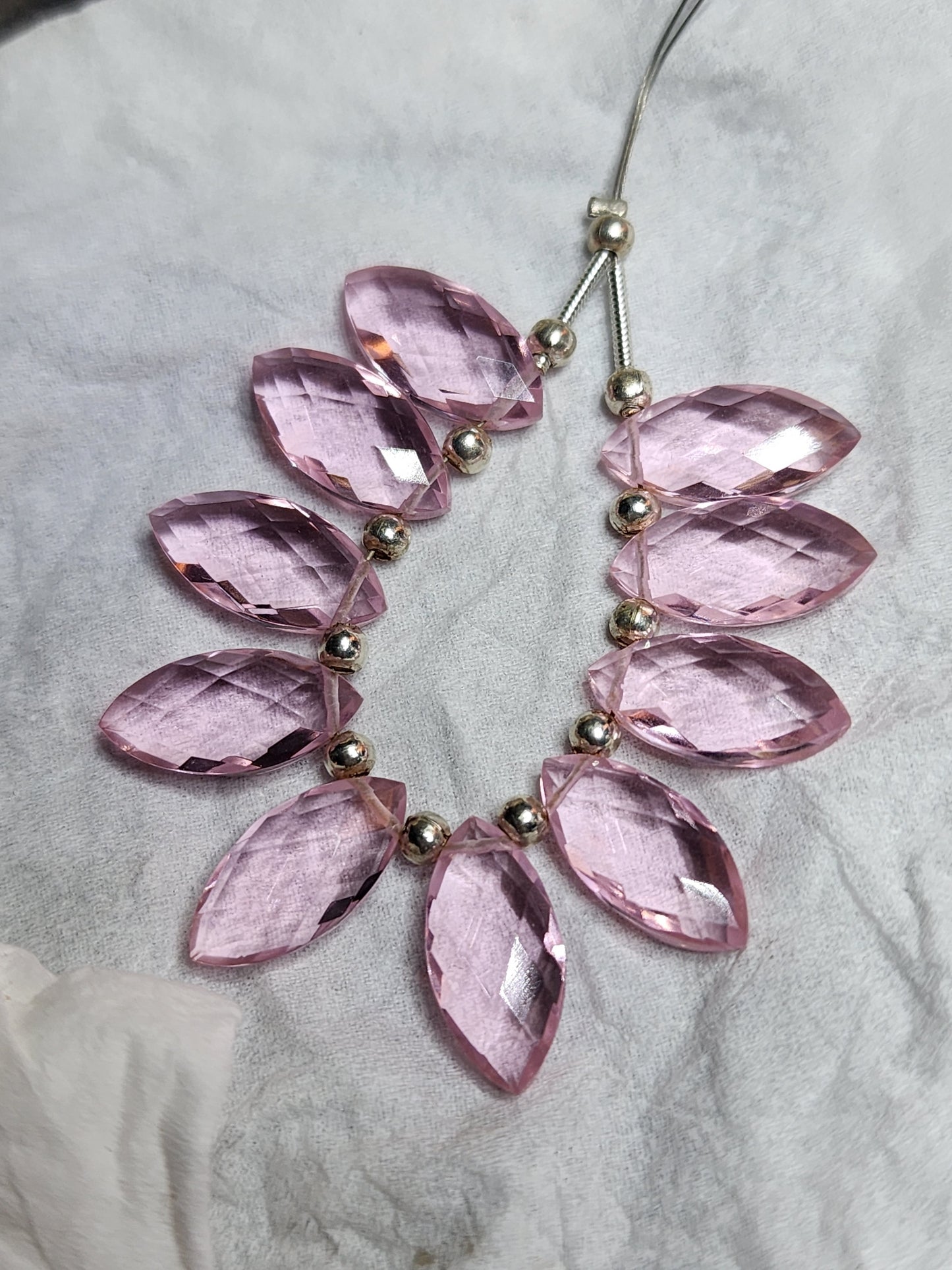 Rose Quartz Briolette Pendant and Earring Jewelry Set