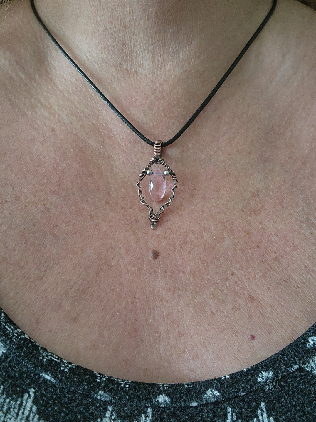 Rose Quartz Briolette Pendant and Earring Jewelry Set