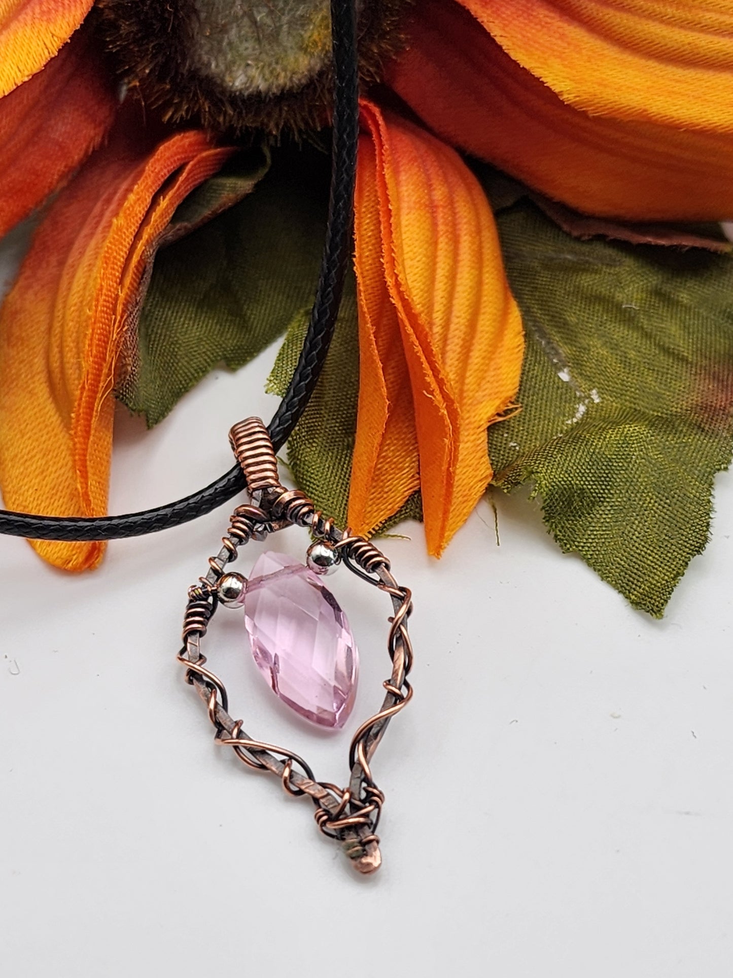 Rose Quartz Briolette Pendant and Earring Jewelry Set