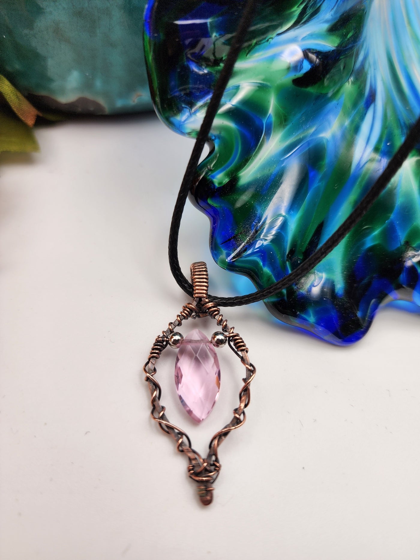 Rose Quartz Briolette Pendant and Earring Jewelry Set