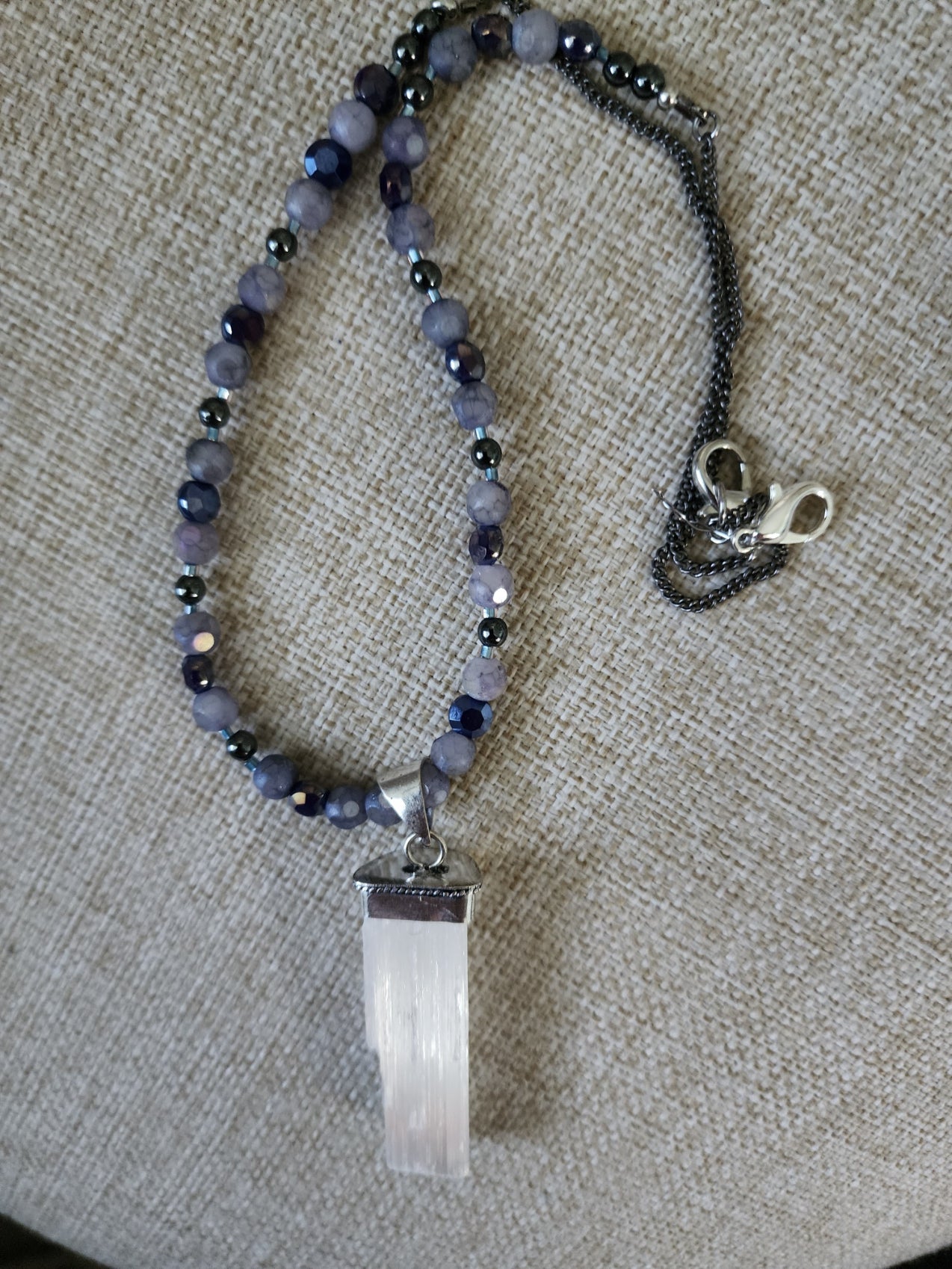 Selenite Crystal Beaded Necklace