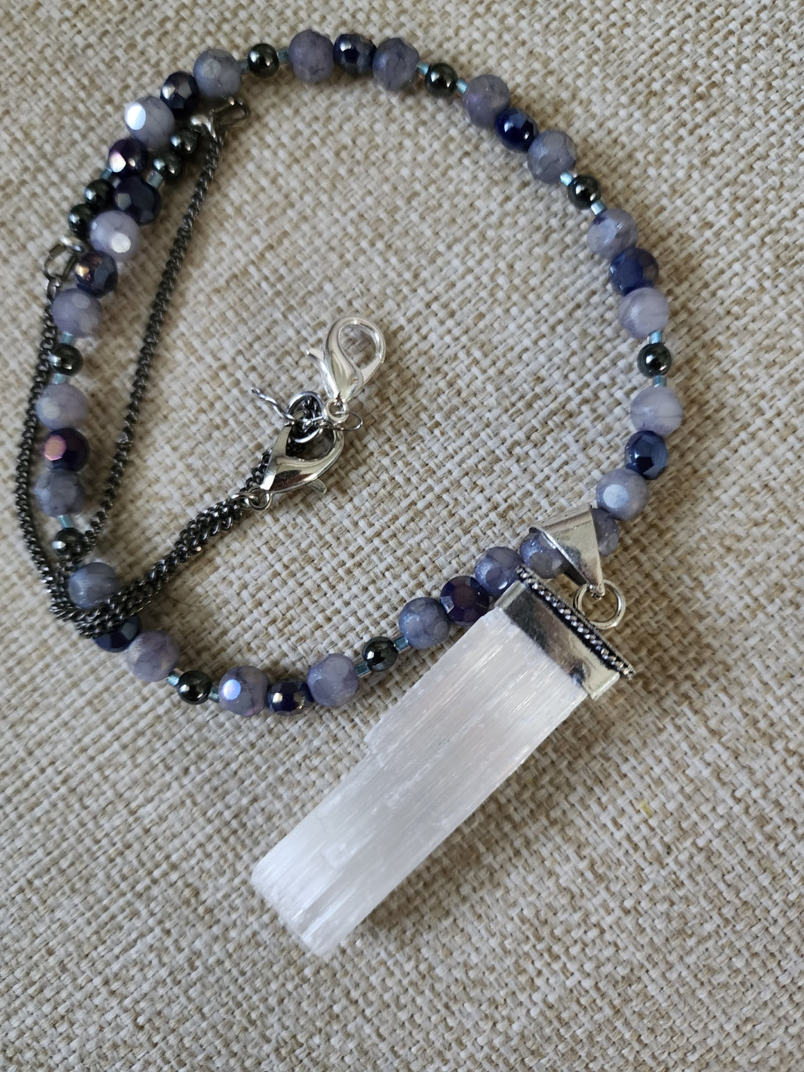 Selenite Crystal Beaded Necklace