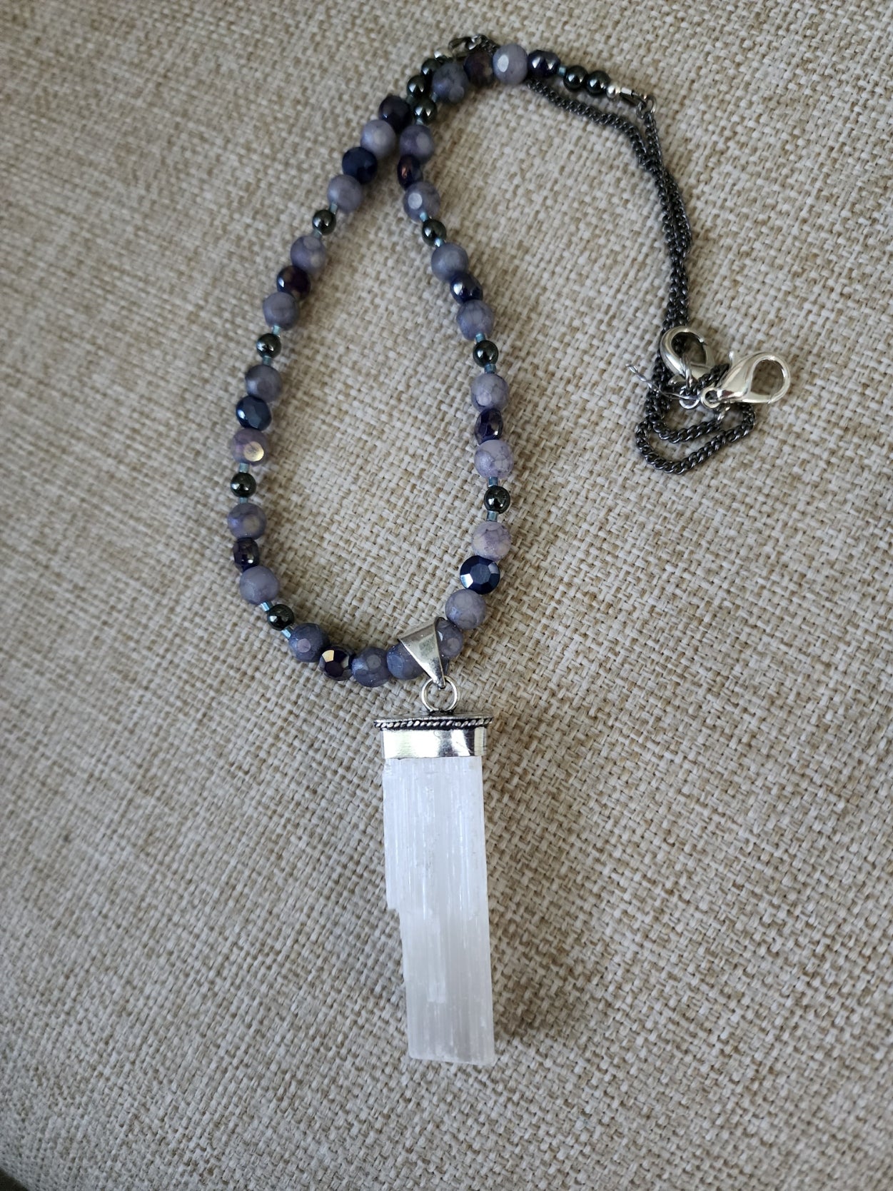 Selenite Crystal Beaded Necklace