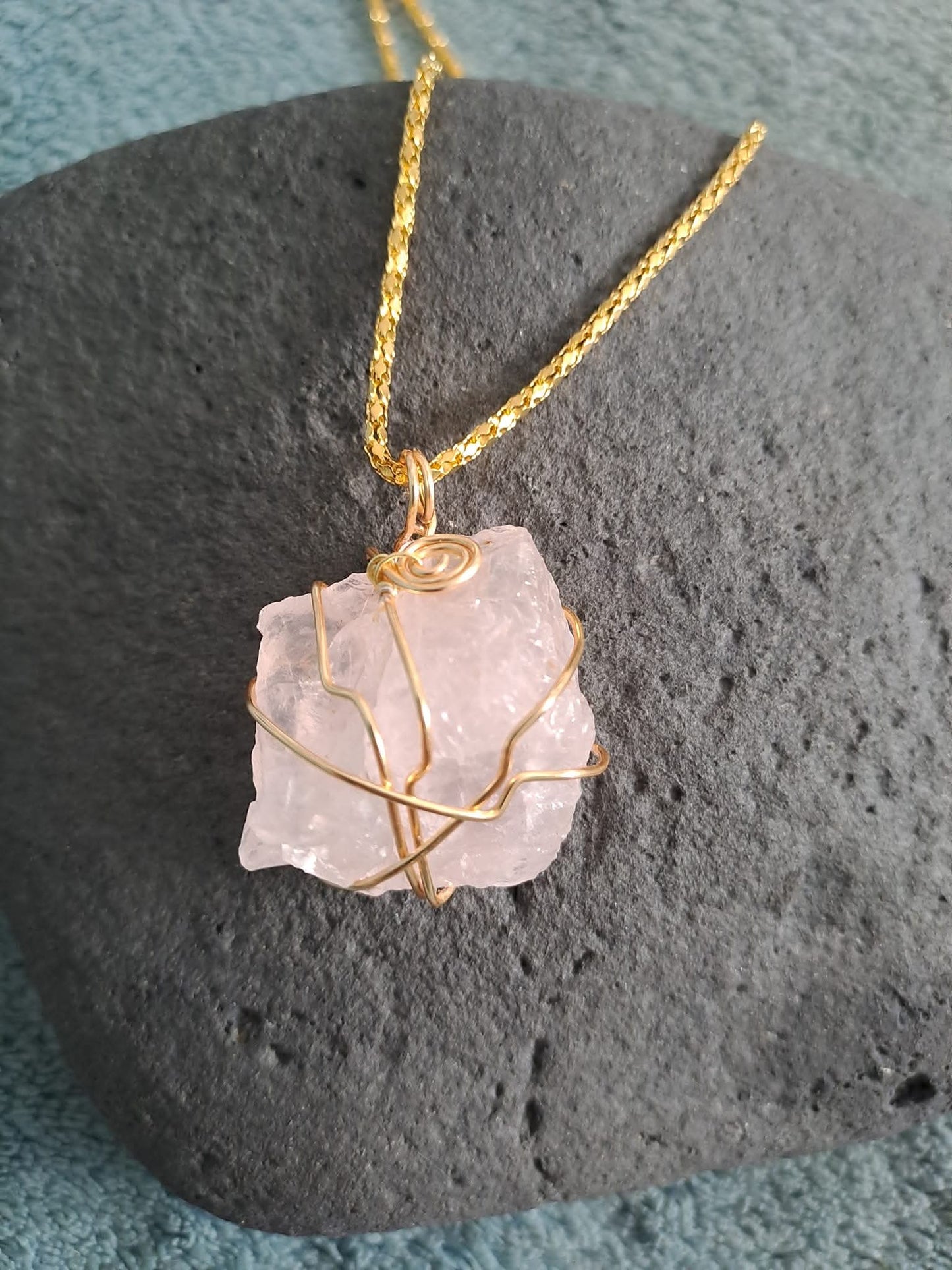 Wrapped Natural Rose Quartz Stone