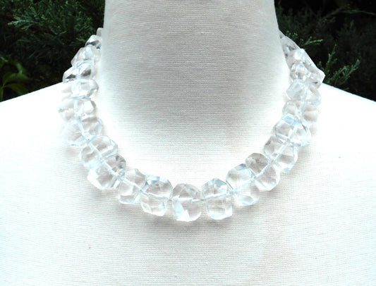 Chunky, Faceted Quartz Crystal Necklace