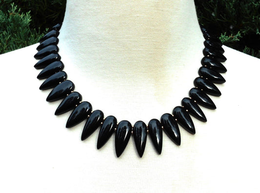 Elegantly Simple Black Spinel Collar Necklace