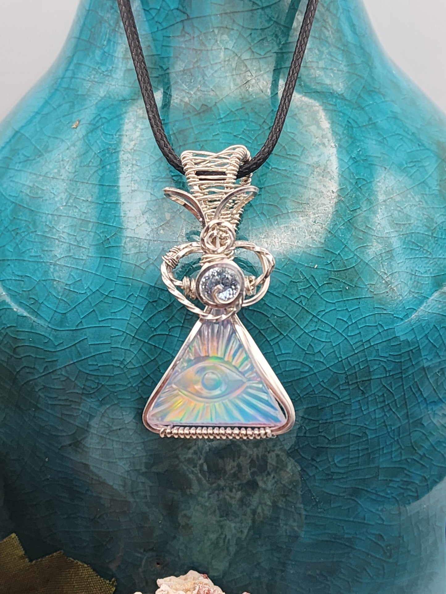 Carved Evil Eye Aura Opal