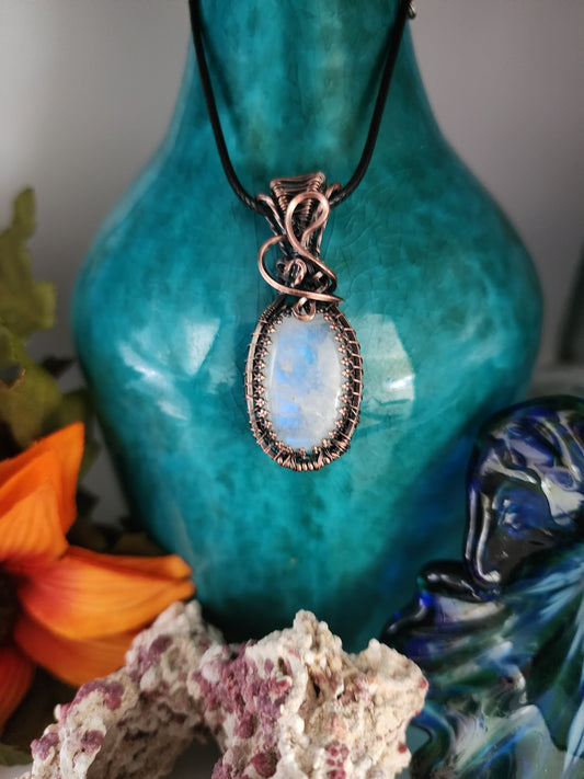 Oval Moonstone with Gallery Wire Trim