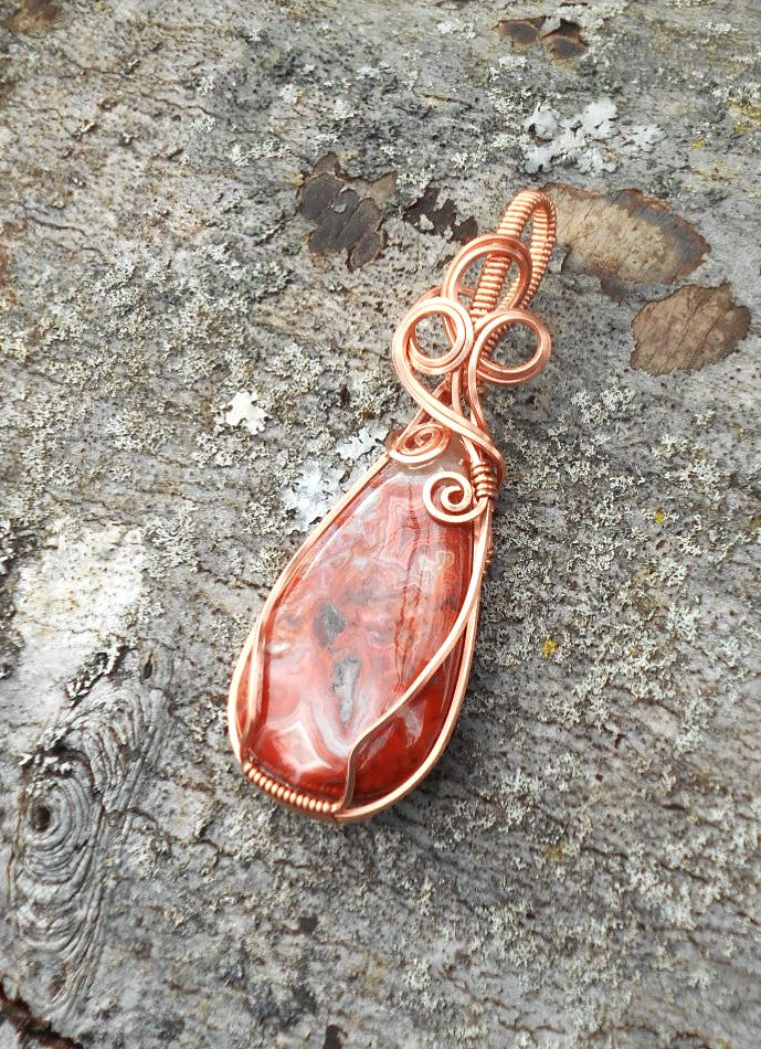 Very Red Crazy Lace Agate Pendant