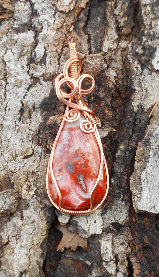 Very Red Crazy Lace Agate Pendant