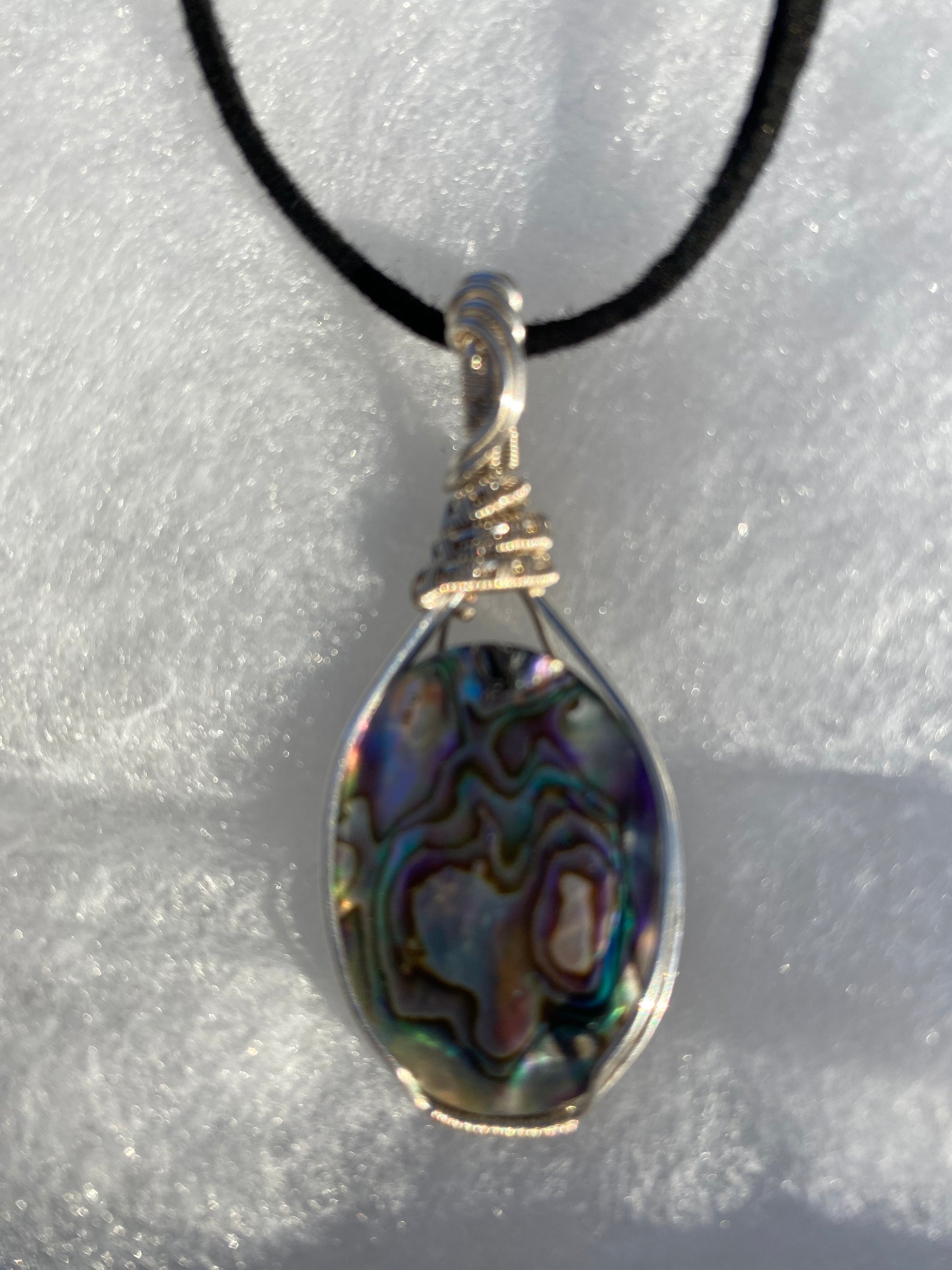 Abalone Doublet Wire Wrapped Pendant