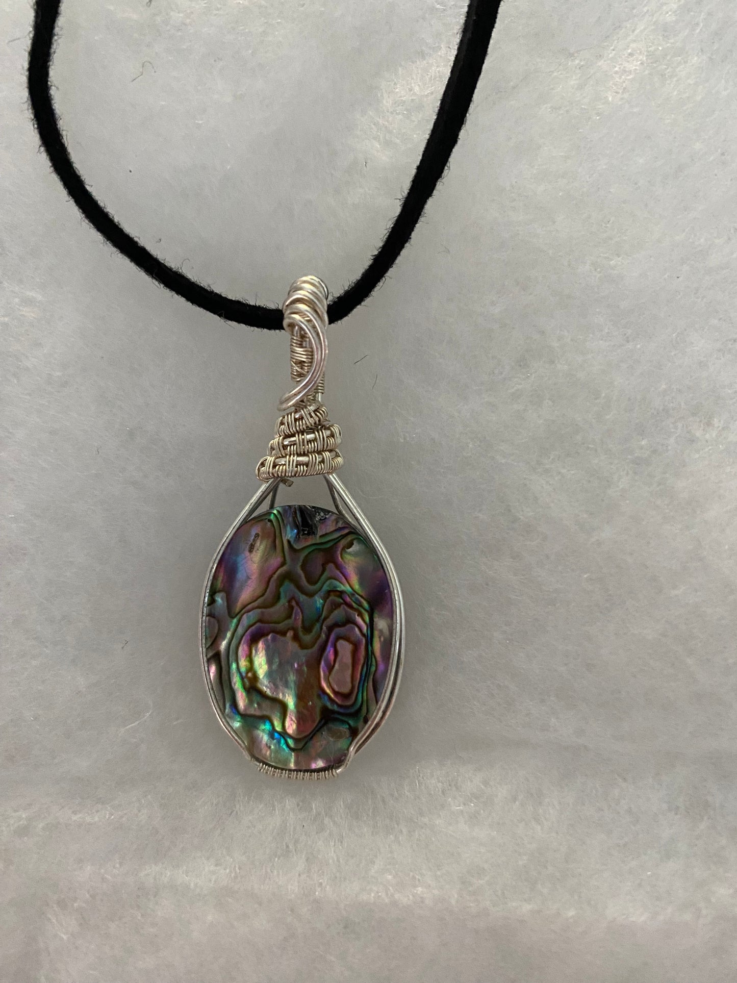 Abalone Doublet Wire Wrapped Pendant