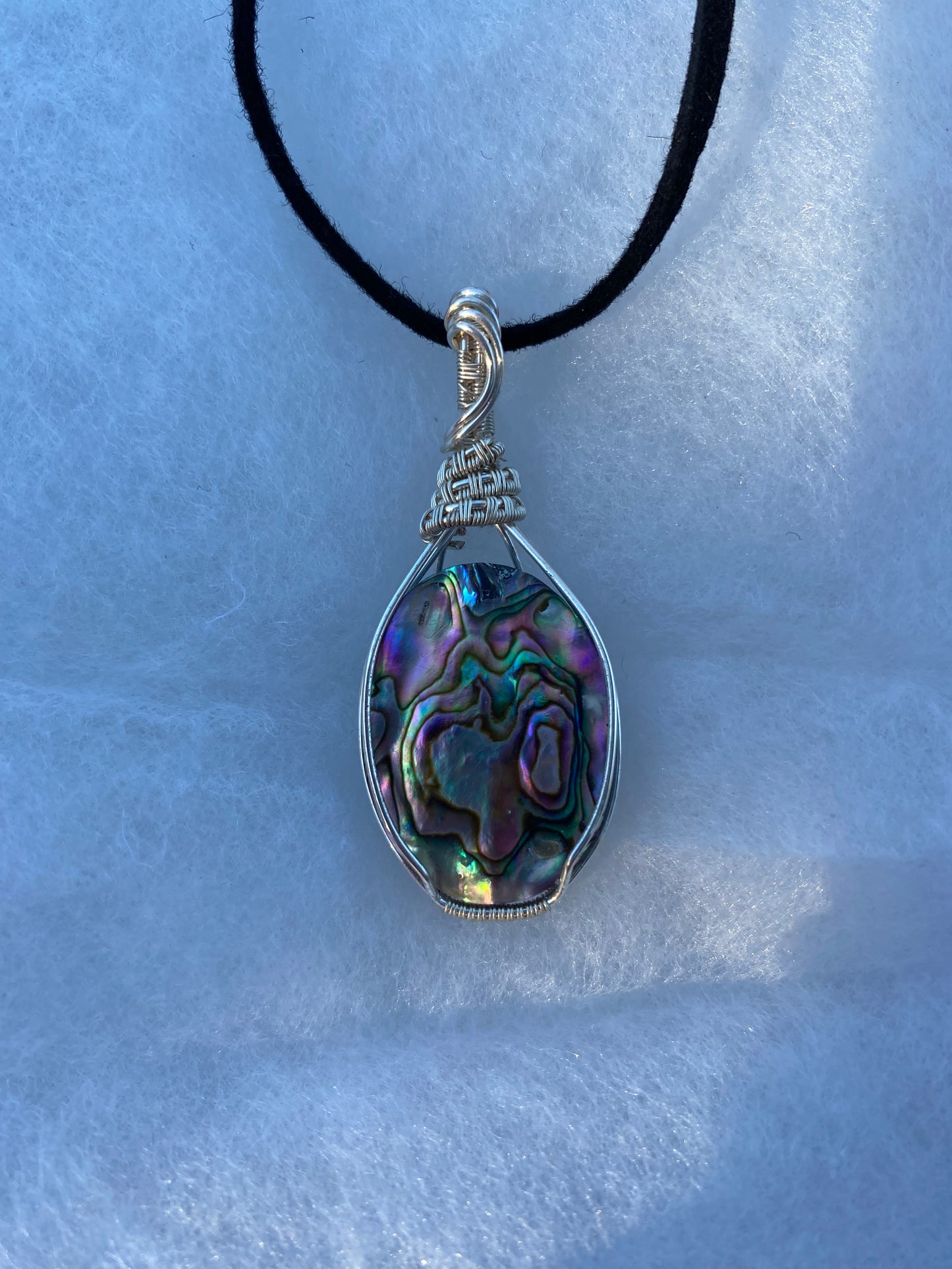 Abalone Doublet Wire Wrapped Pendant