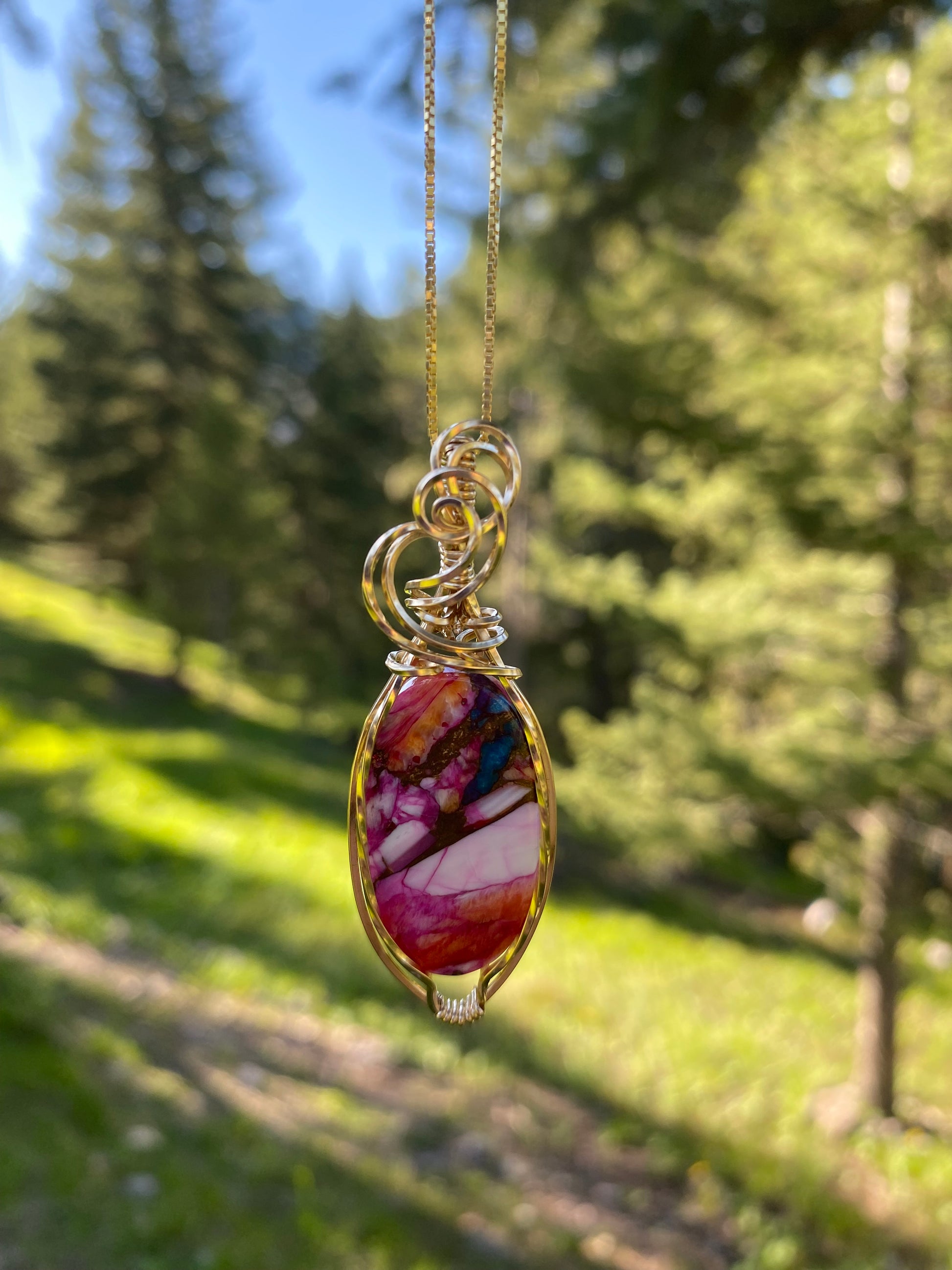 Rainbow Solar Quartz 14k  Pendant