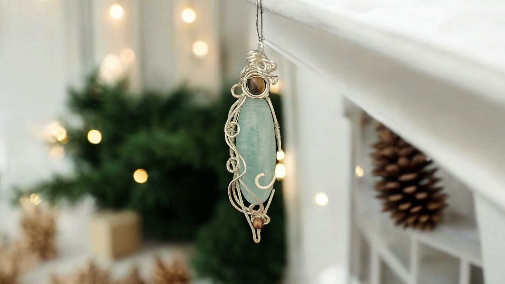 Aquamarine Wire Wrapped Pendant