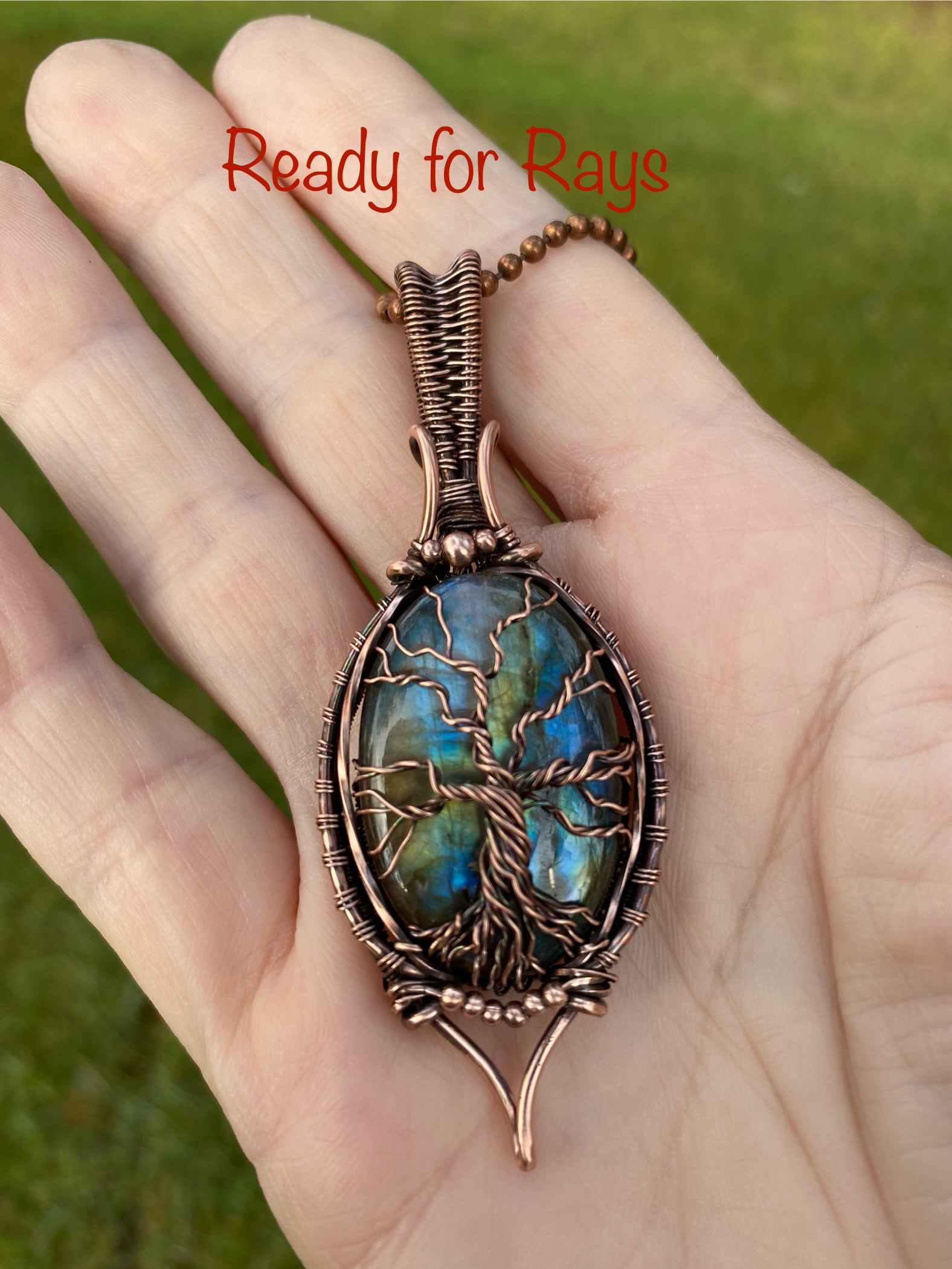 Labradorite Tree of Life Pendant, Tree of Life Labradorite Copper Pendant