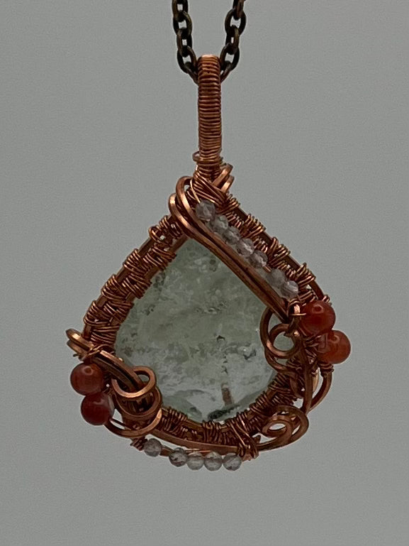Plume Agate Crystal Pendant
