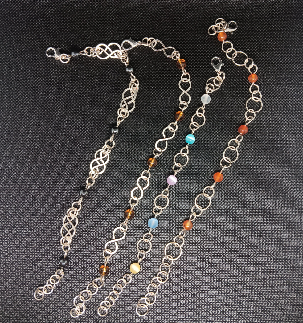 Beaded Wire Chain Link Bracelets