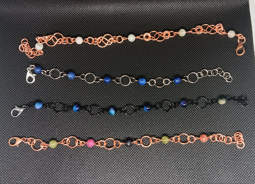 Beaded Wire Chain Link Bracelets