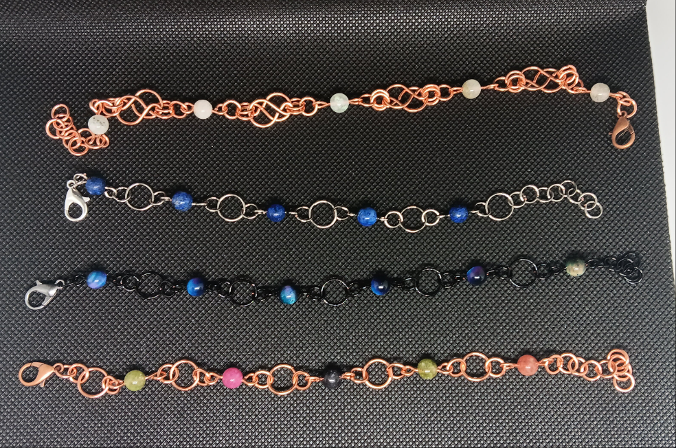 Beaded Wire Chain Link Bracelets