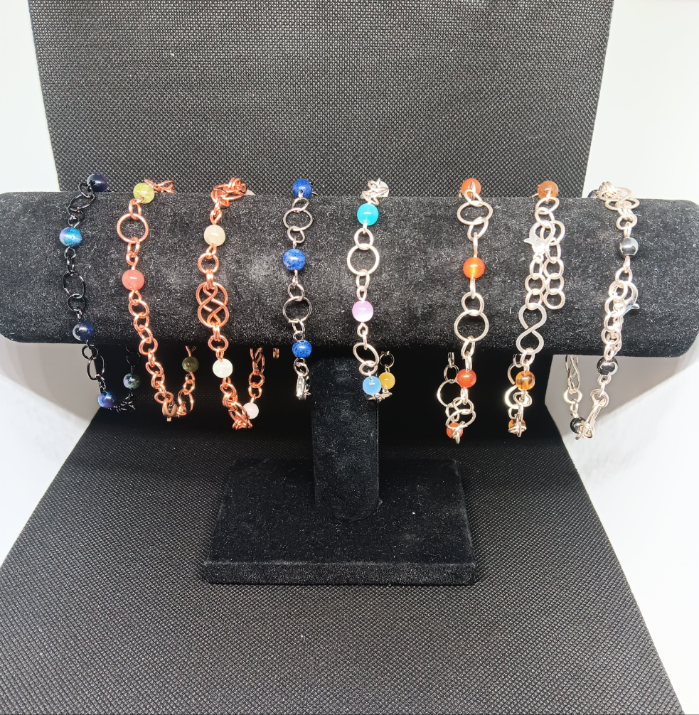 Beaded Wire Chain Link Bracelets