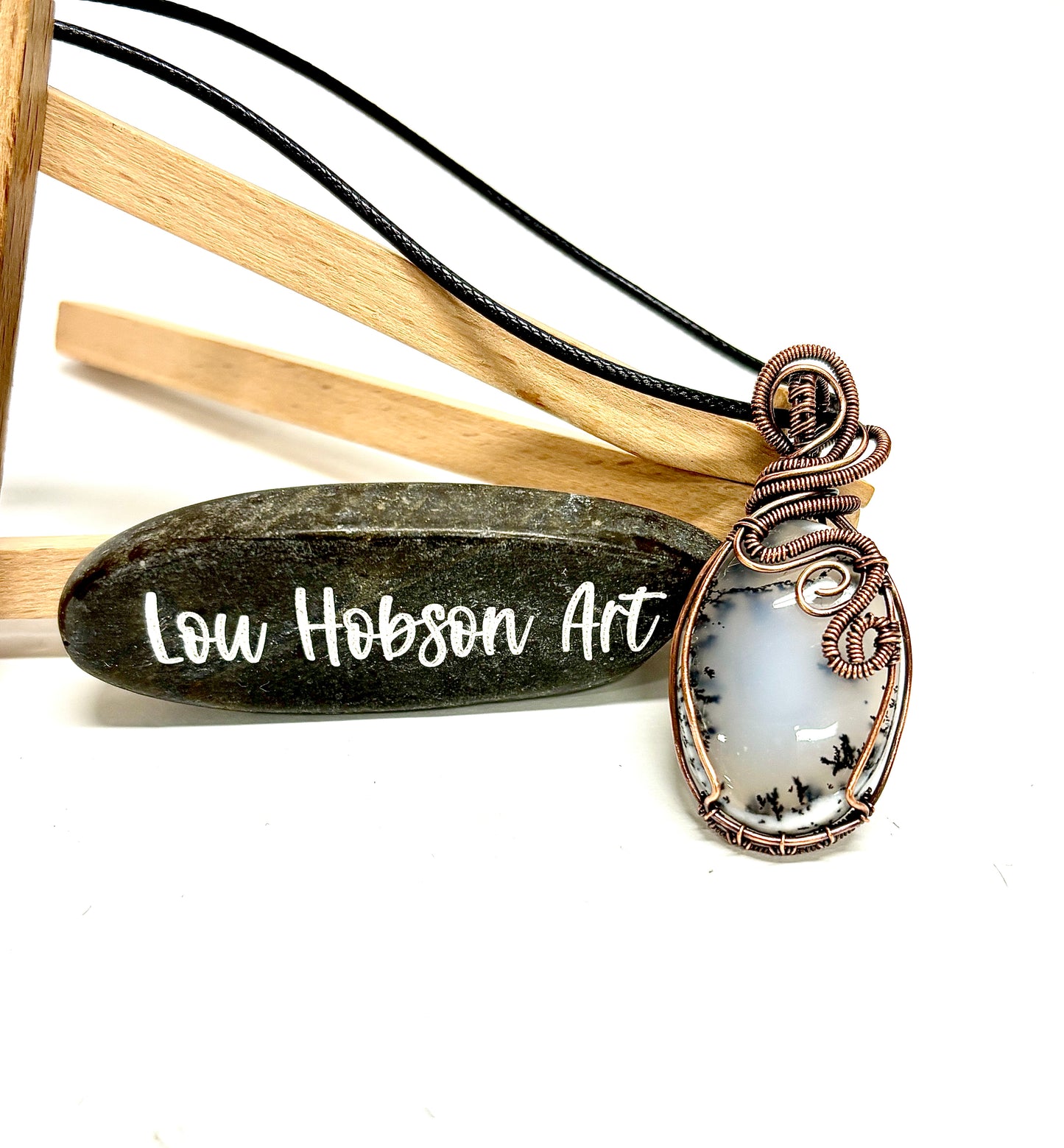 HANDMADE Dendritic Agate Wire Wrapped Copper Pendant Necklace, Artisan Jewelry gift for Her