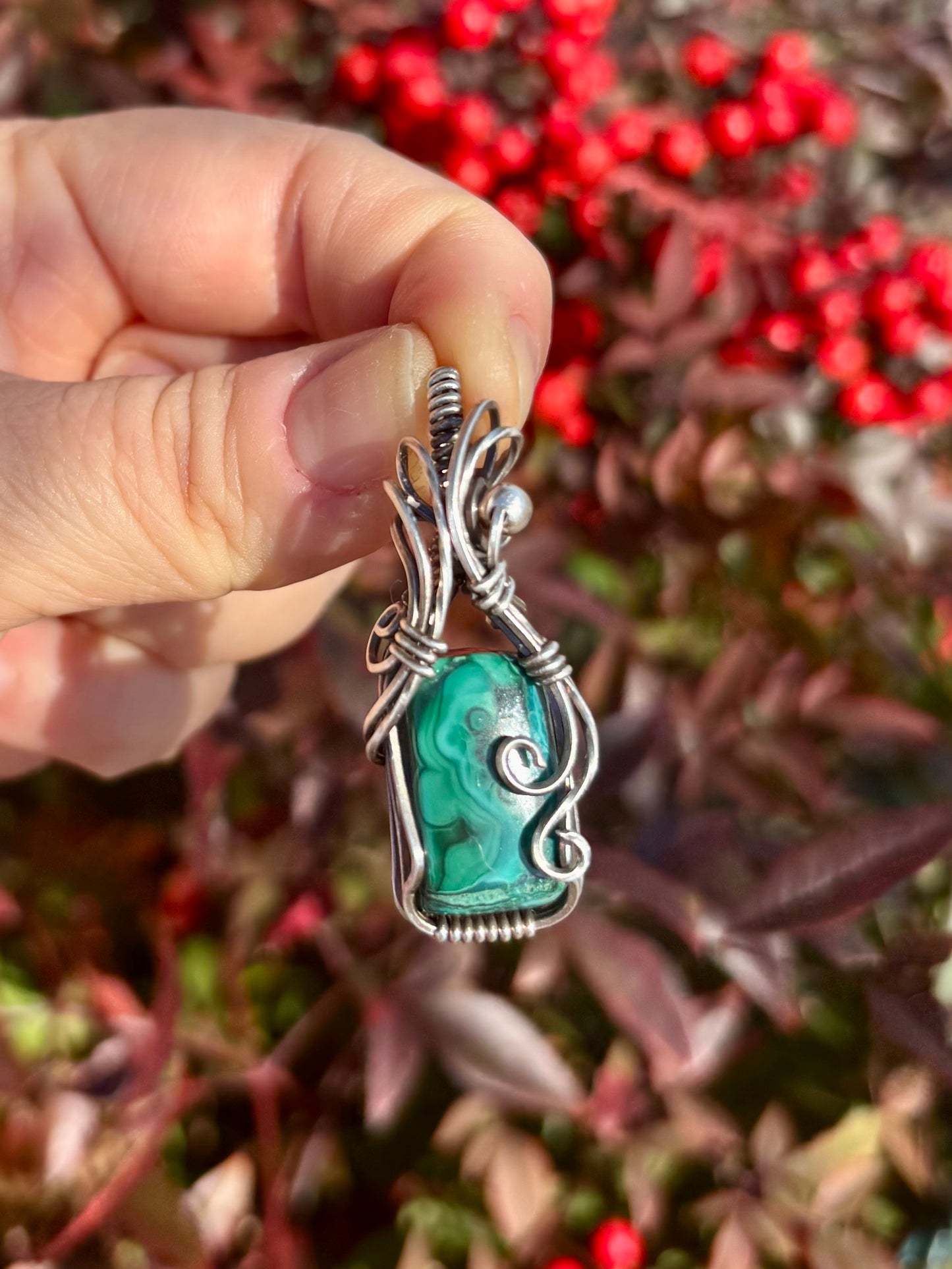 Malachite and Sterling Silver Pendant