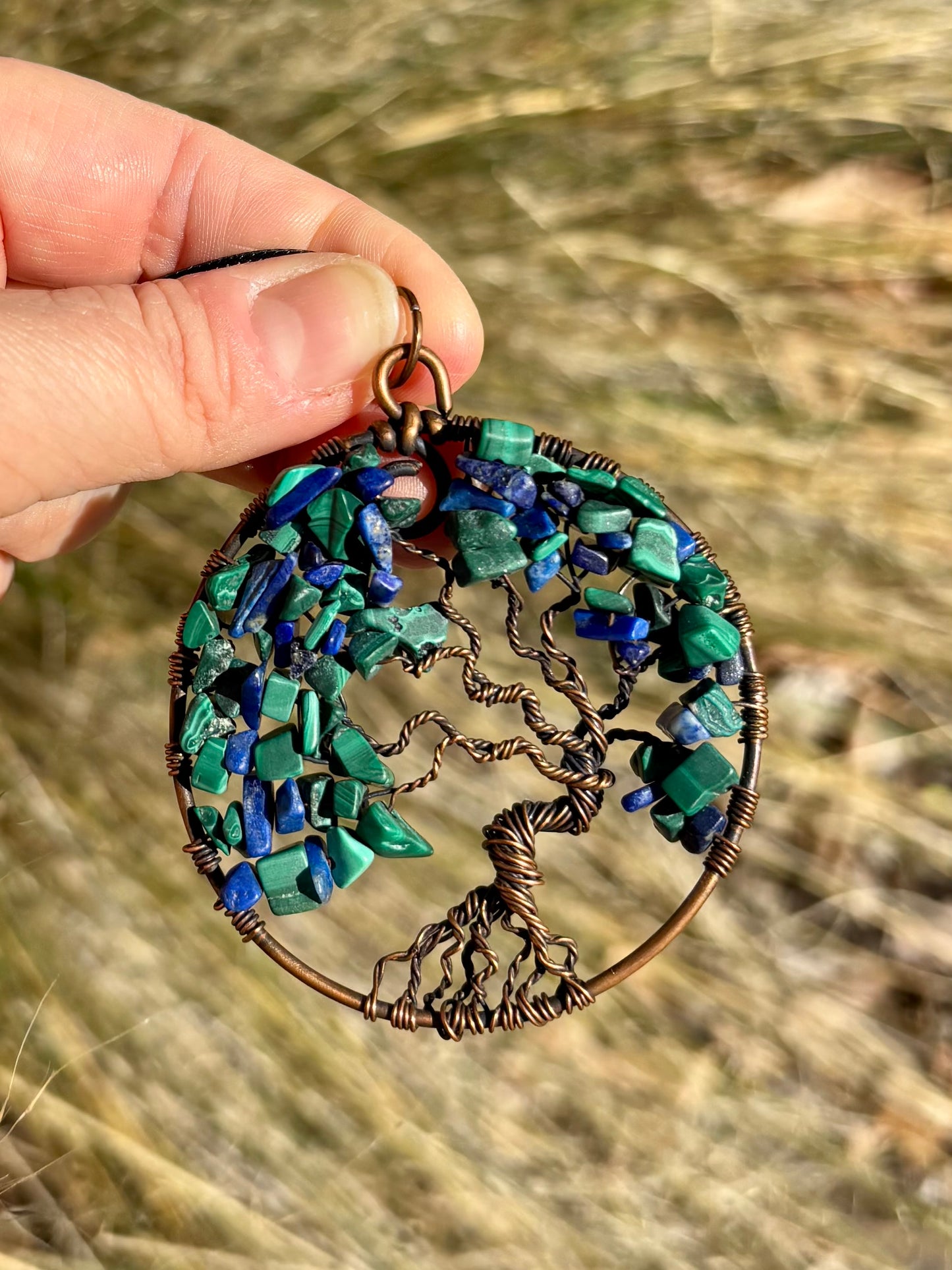 Malachite and Azurite Tree of Life Pendant