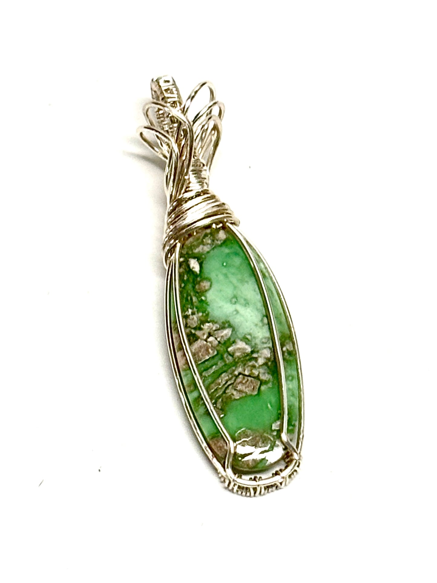 HANDMADE Variscite Wire Wrapped Elegant Pendant, Artisan Jewelry Gift for Her