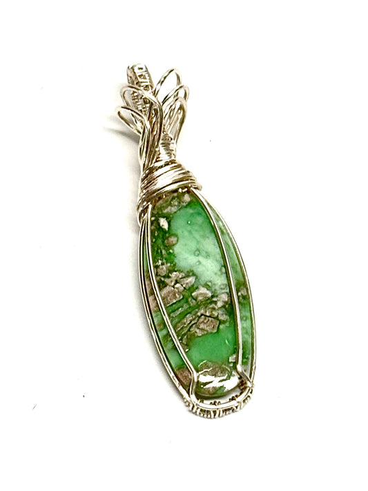 HANDMADE Variscite Wire Wrapped Elegant Pendant, Artisan Jewelry Gift for Her