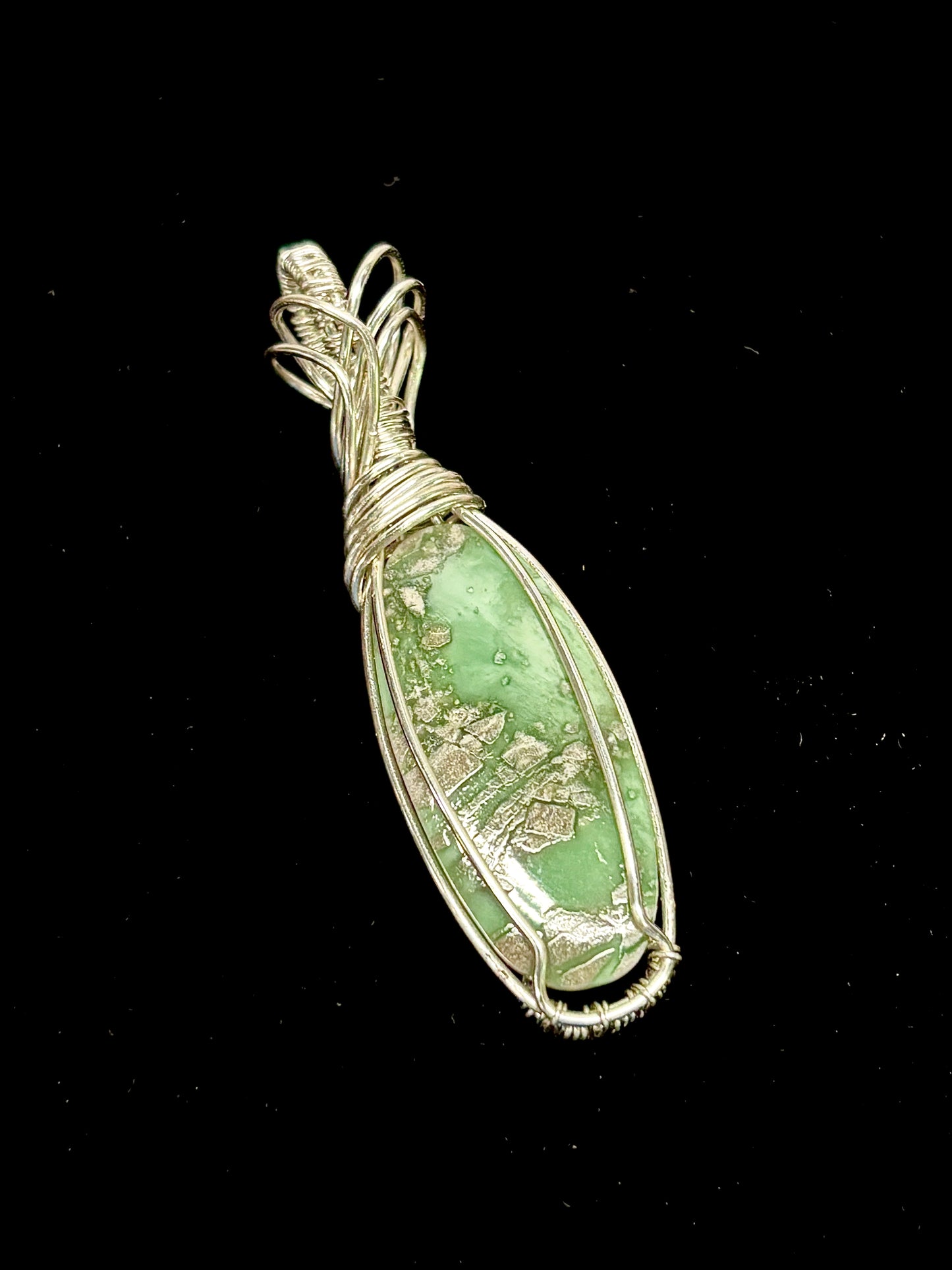 HANDMADE Variscite Wire Wrapped Elegant Pendant, Artisan Jewelry Gift for Her