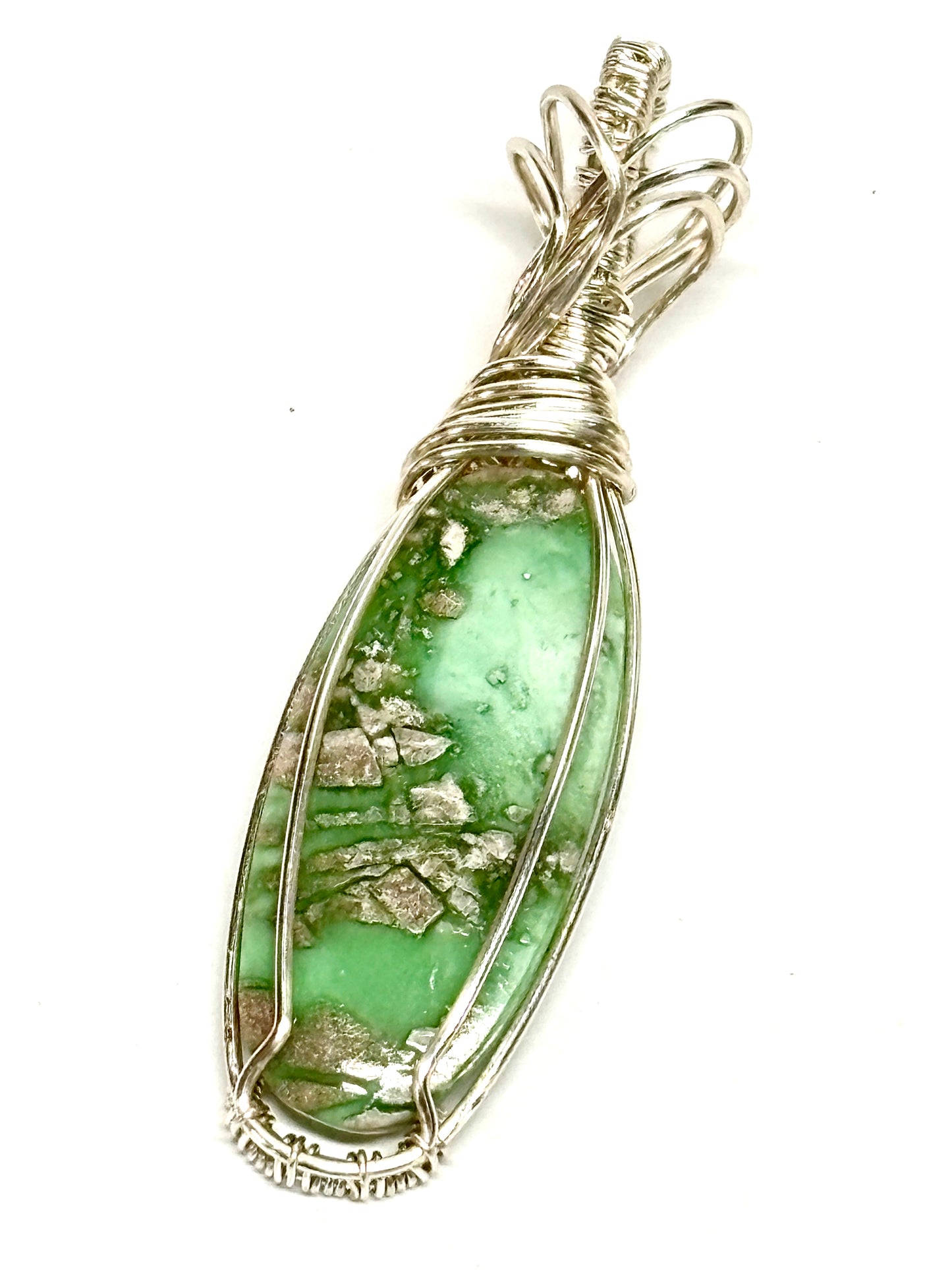 HANDMADE Variscite Wire Wrapped Elegant Pendant, Artisan Jewelry Gift for Her