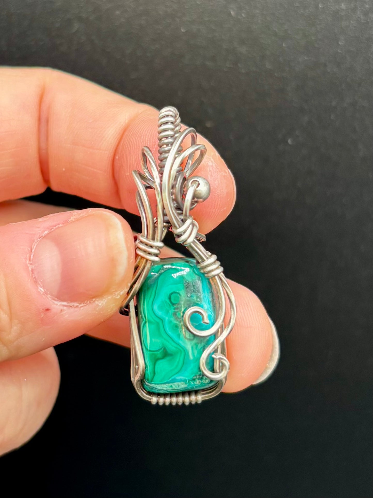 Malachite and Sterling Silver Pendant