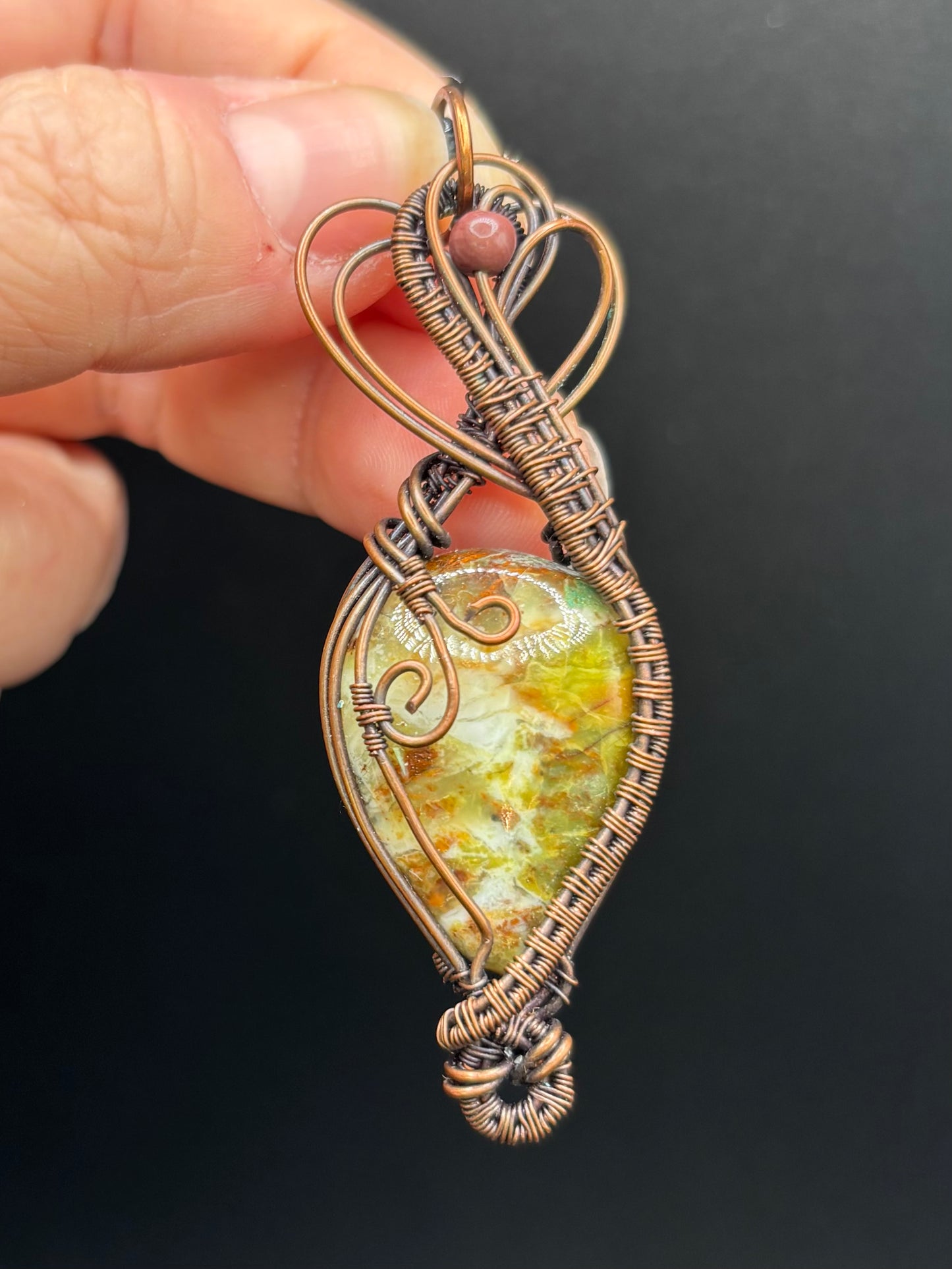 Green Opal and Copper Pendant