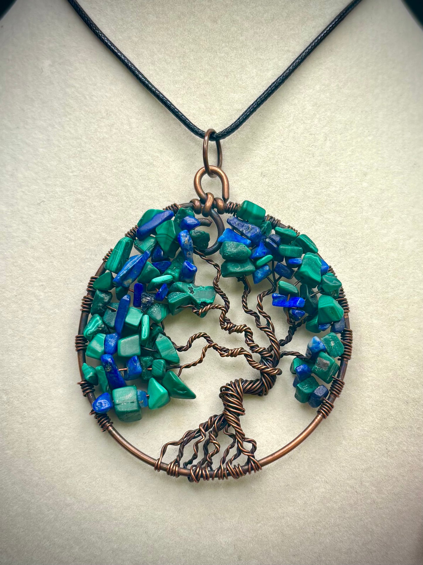 Malachite and Azurite Tree of Life Pendant