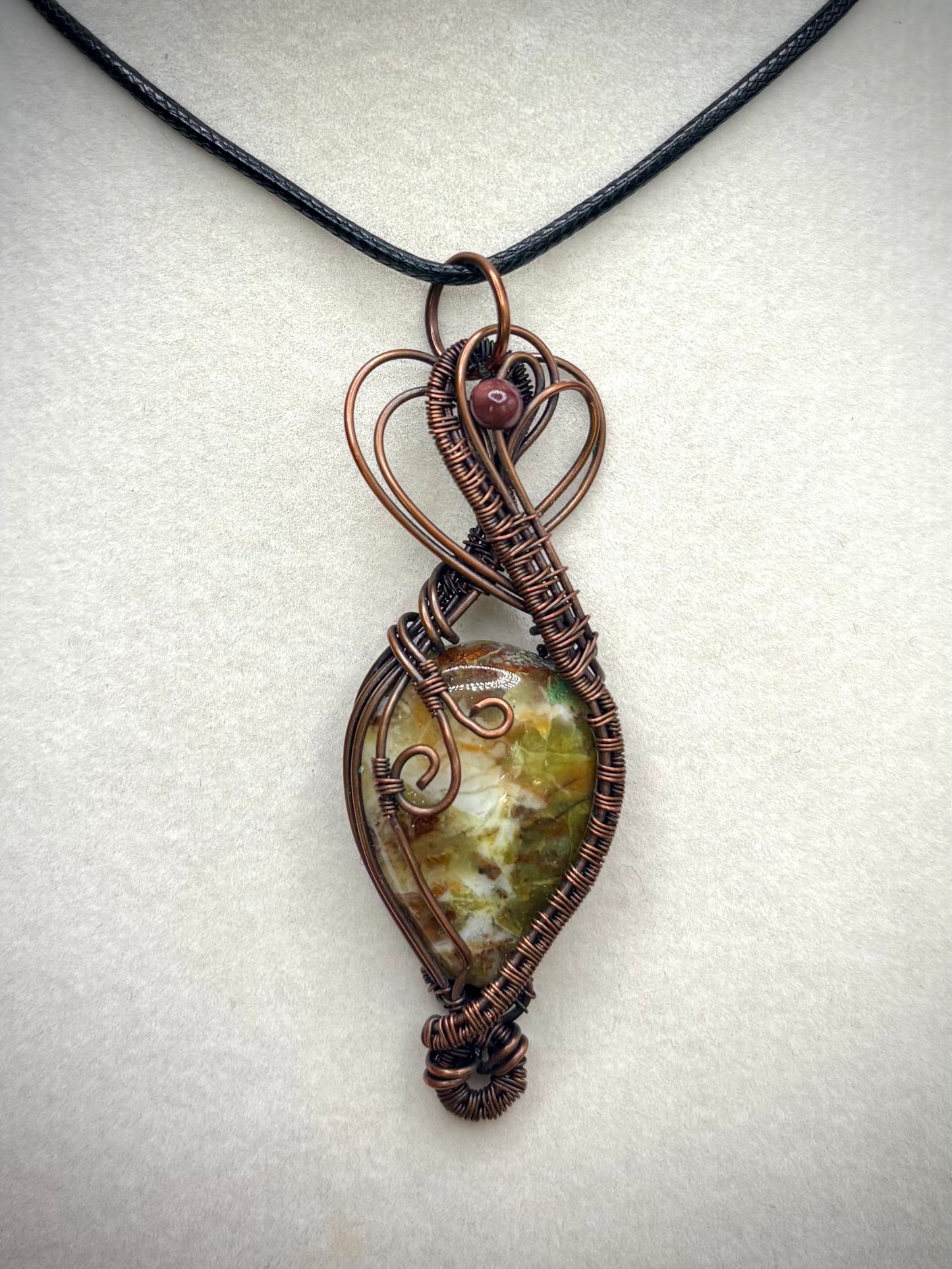 Green Opal and Copper Pendant