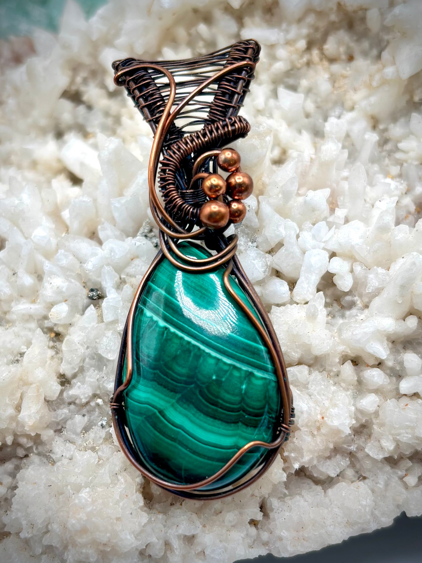 Malachite and Copper Pendant