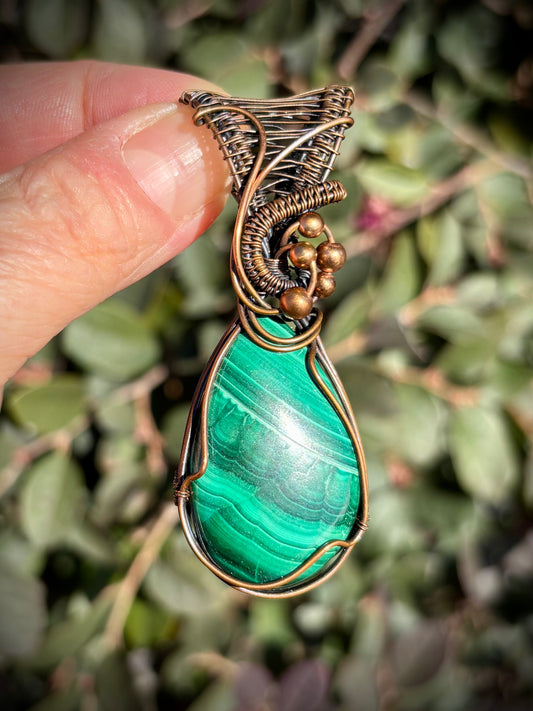 Malachite and Copper Pendant