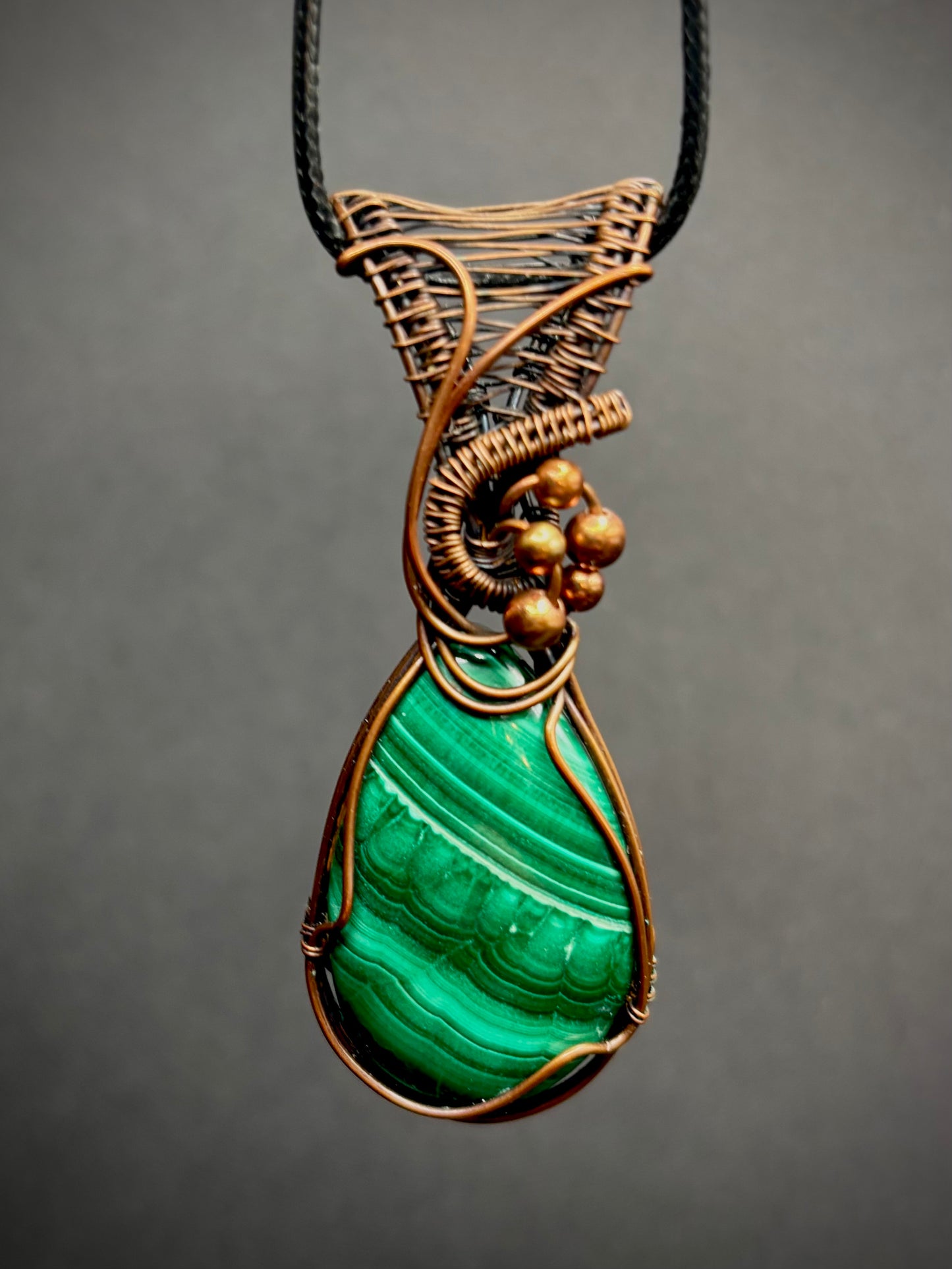 Malachite and Copper Pendant