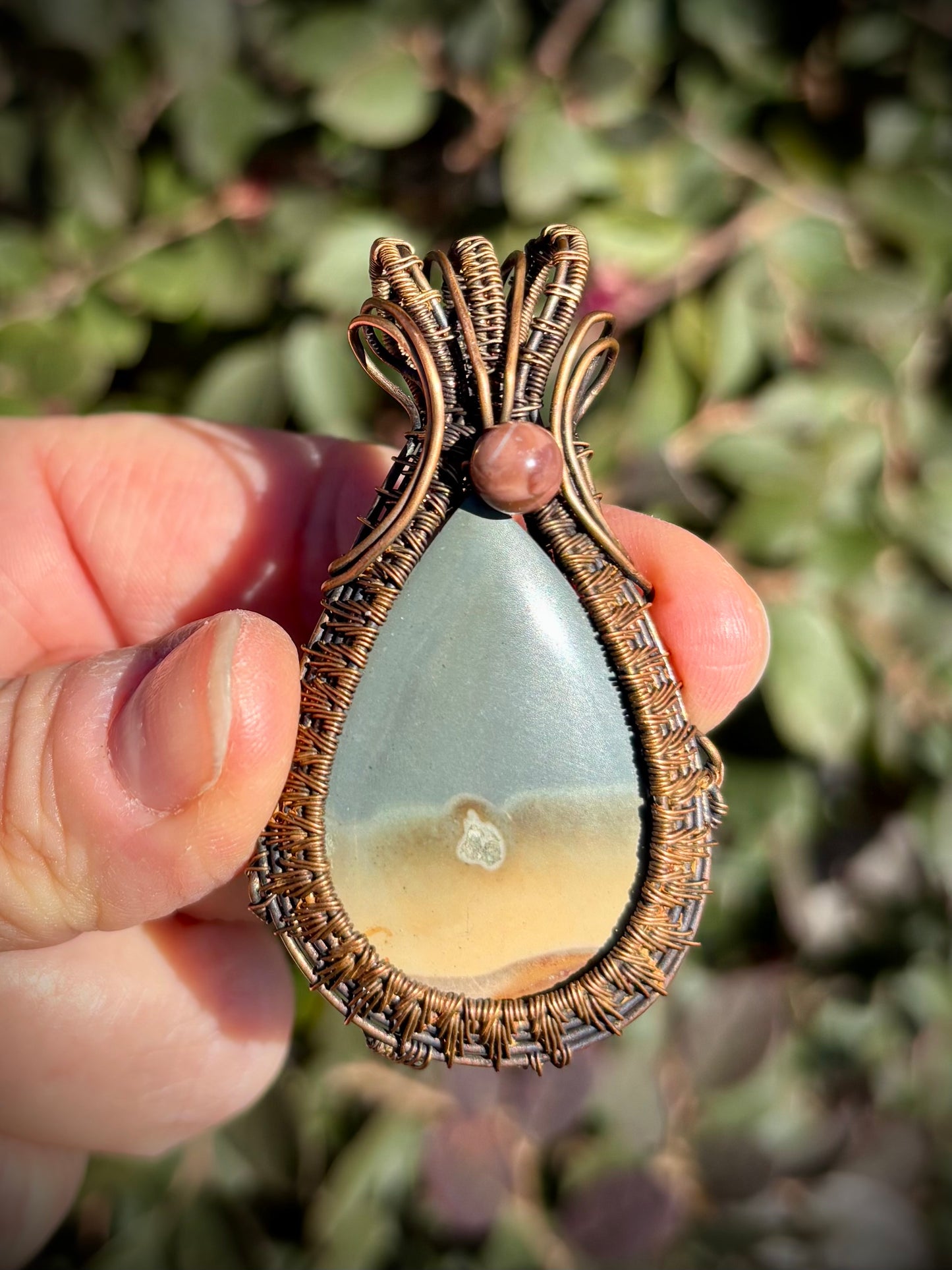 Polychrome Jasper and Copper Pendant