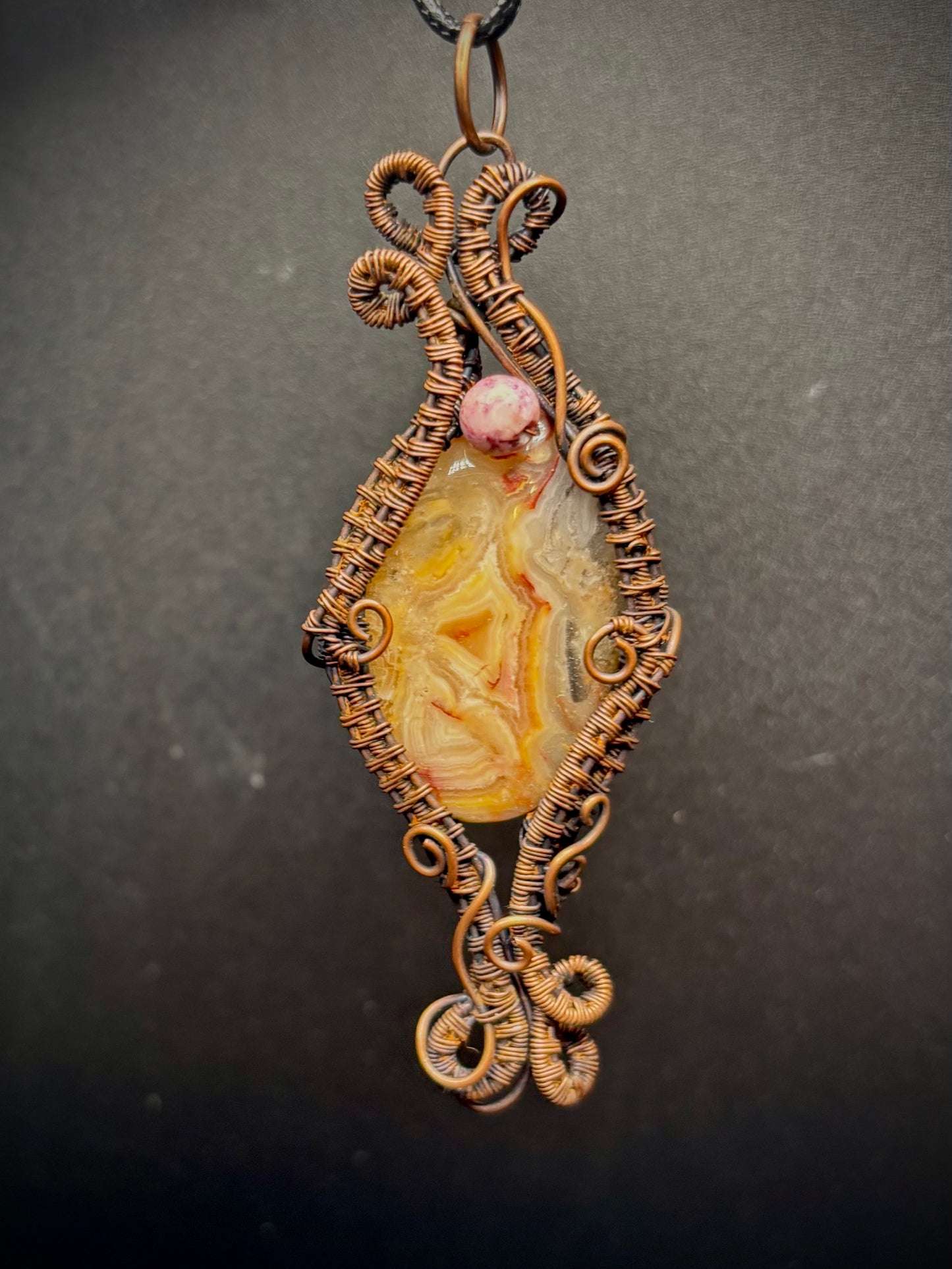 Crazy Lace Agate and Copper Pendant