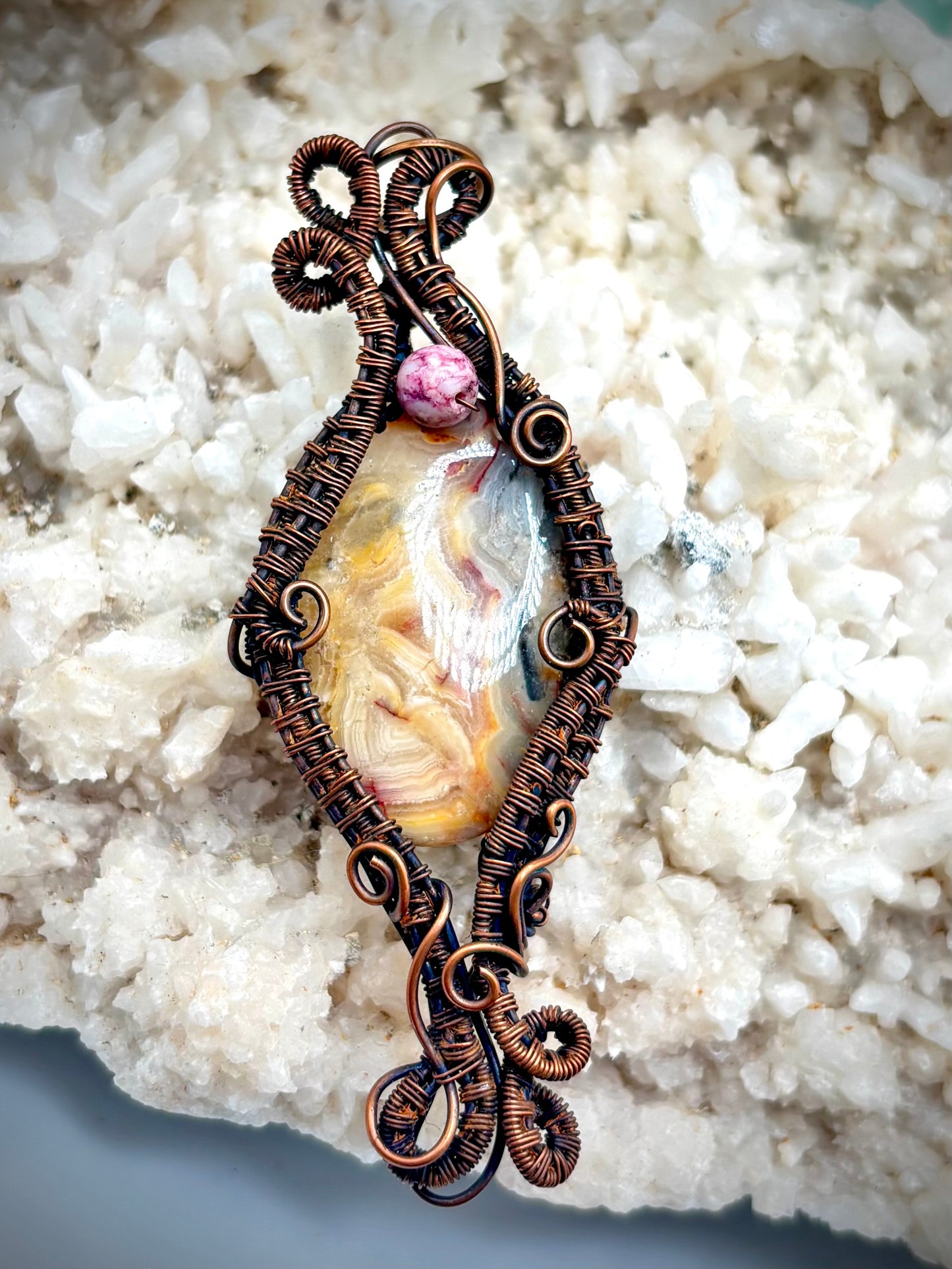 Crazy Lace Agate and Copper Pendant