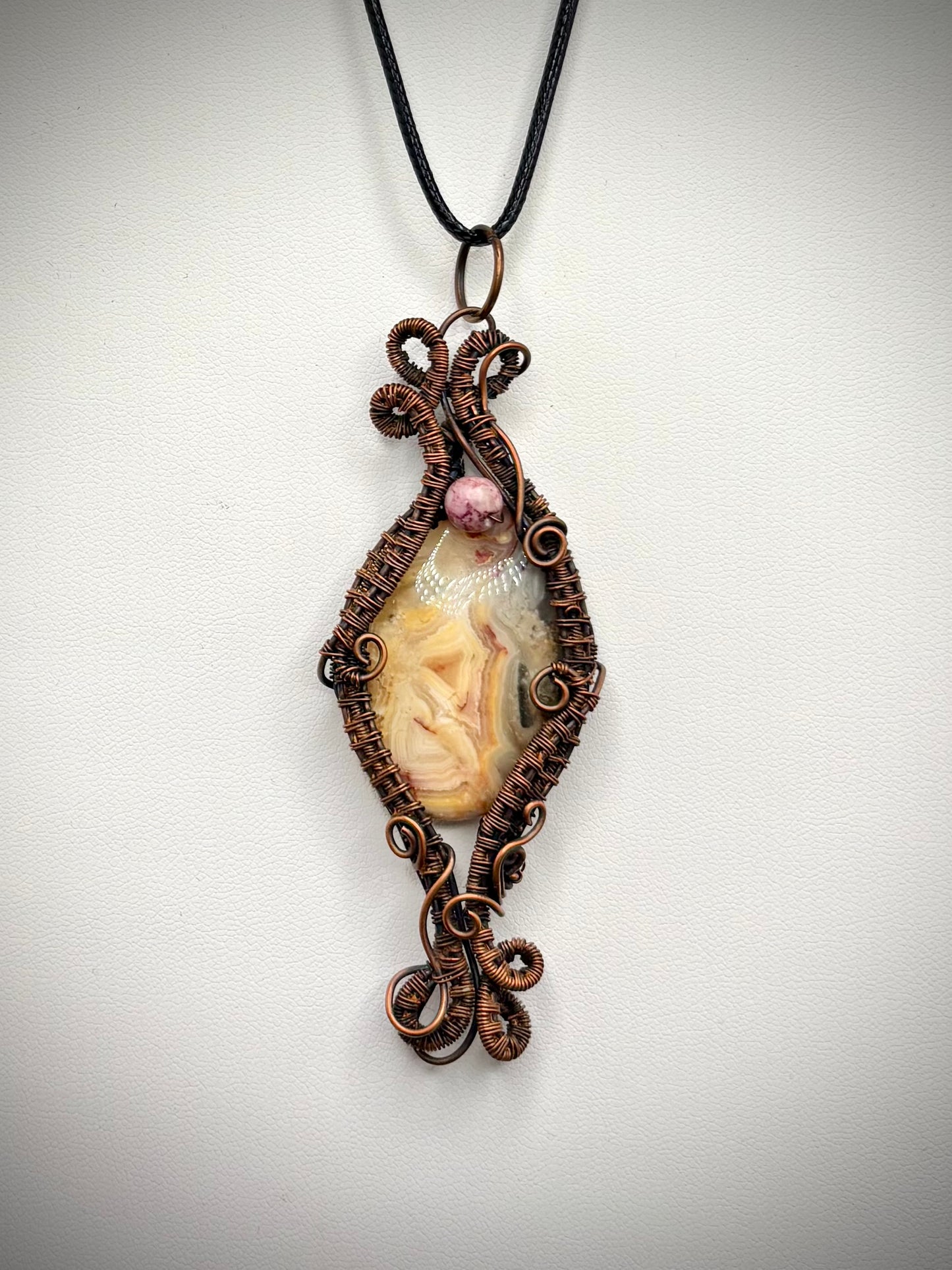 Crazy Lace Agate and Copper Pendant