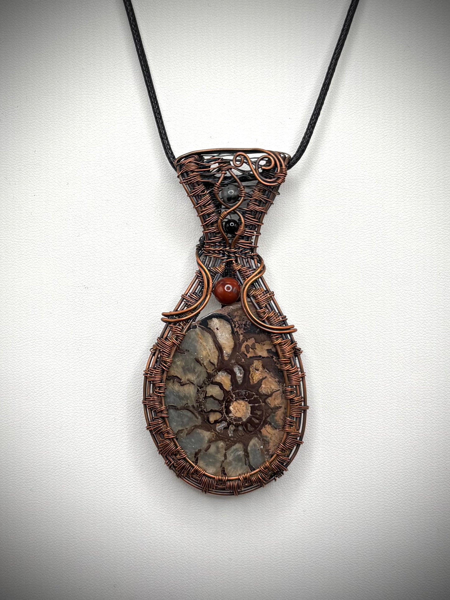 Ammonite and Copper Pendant