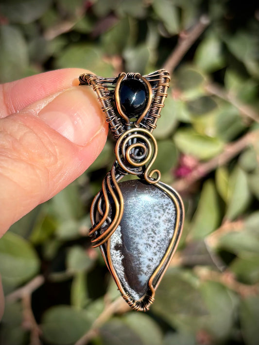 Dendritic Agate and Copper Pendant