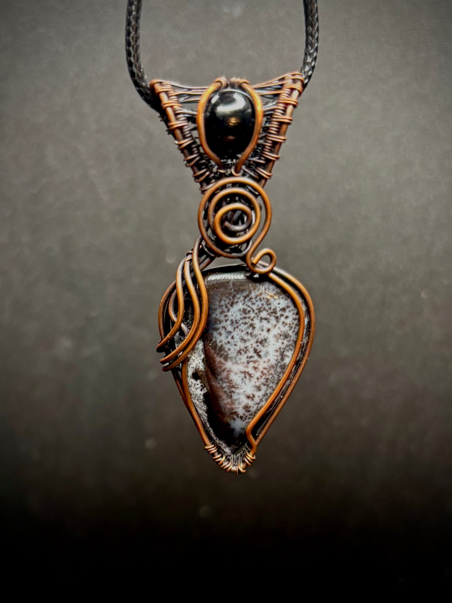 Dendritic Agate and Copper Pendant