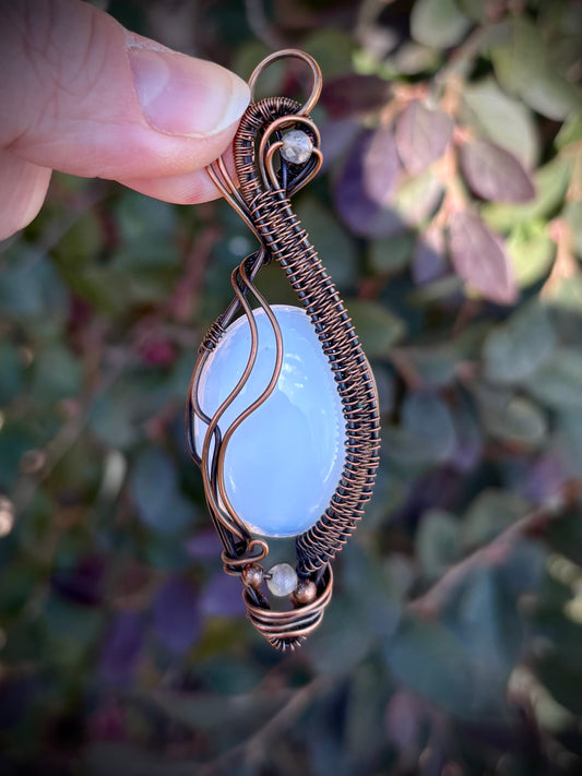 Sea Glass Opal and Copper Pendant